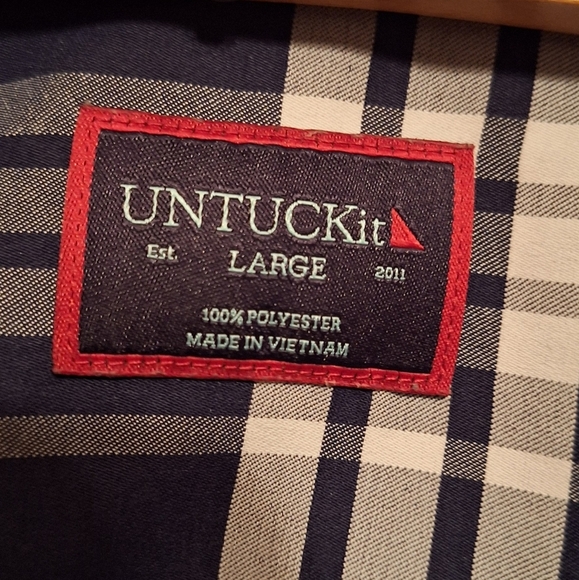 Untuckit Shirt Mens Delucca Blue Plaid Lightweight Button Down Shirt Men's Large - Picture 4 of 4